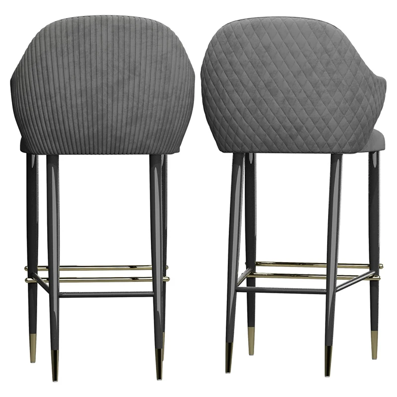 
Скандинавский минималистичный кованый барный стул из кованого железа, высокий стул для кофейни и чая и кожаный барный стул  (1600230750195)
