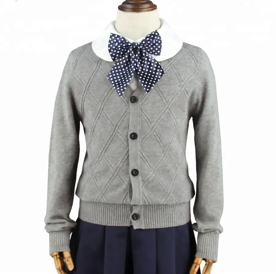 Best sale  cheap custom student 3-18Y children navy kids school v-neck uniform sweater