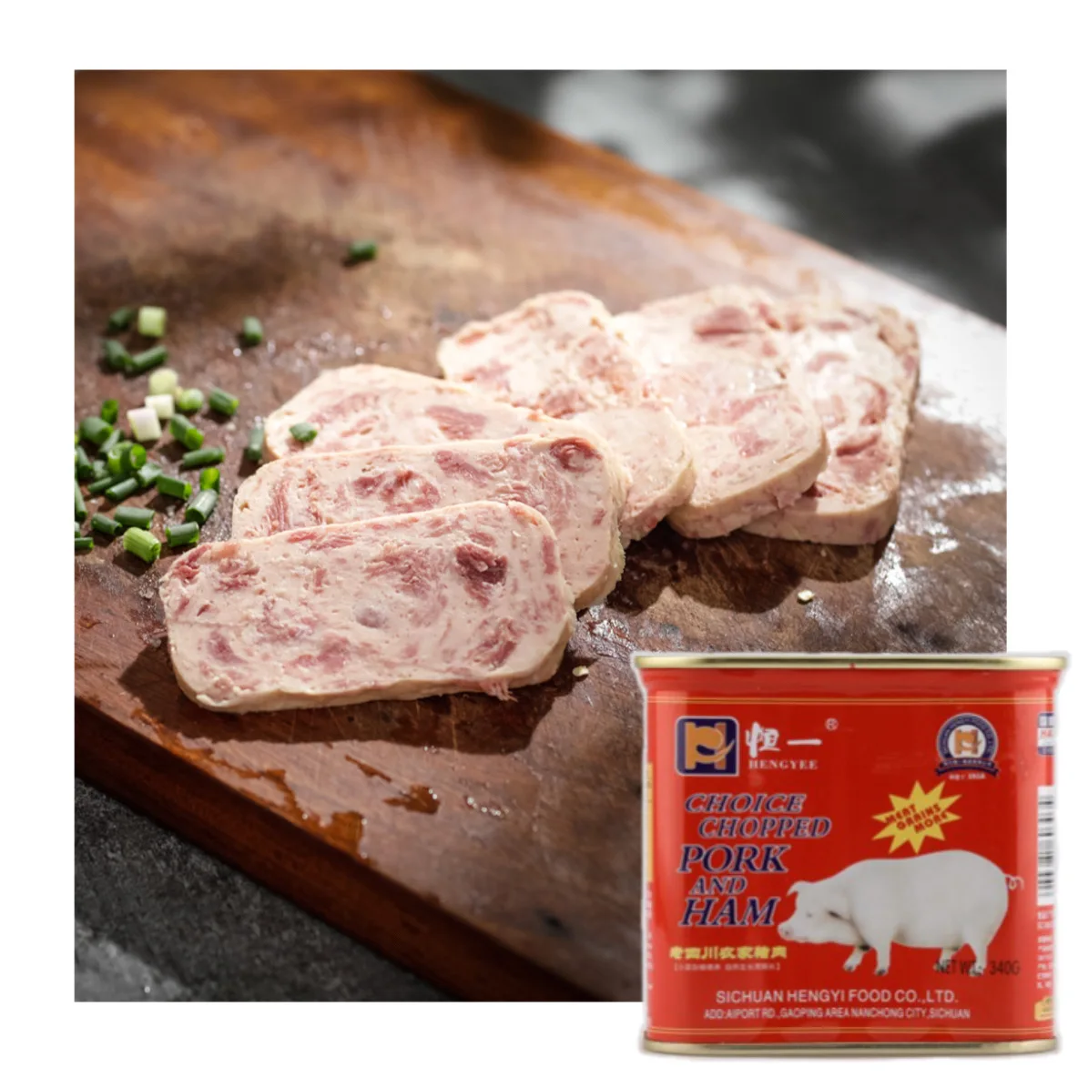 Банки хорошего качества от производителя, еды 340 г, 90% содержание мяса, консервированные банки для ветчины и свинины, консервированное мясо (1600716004208)