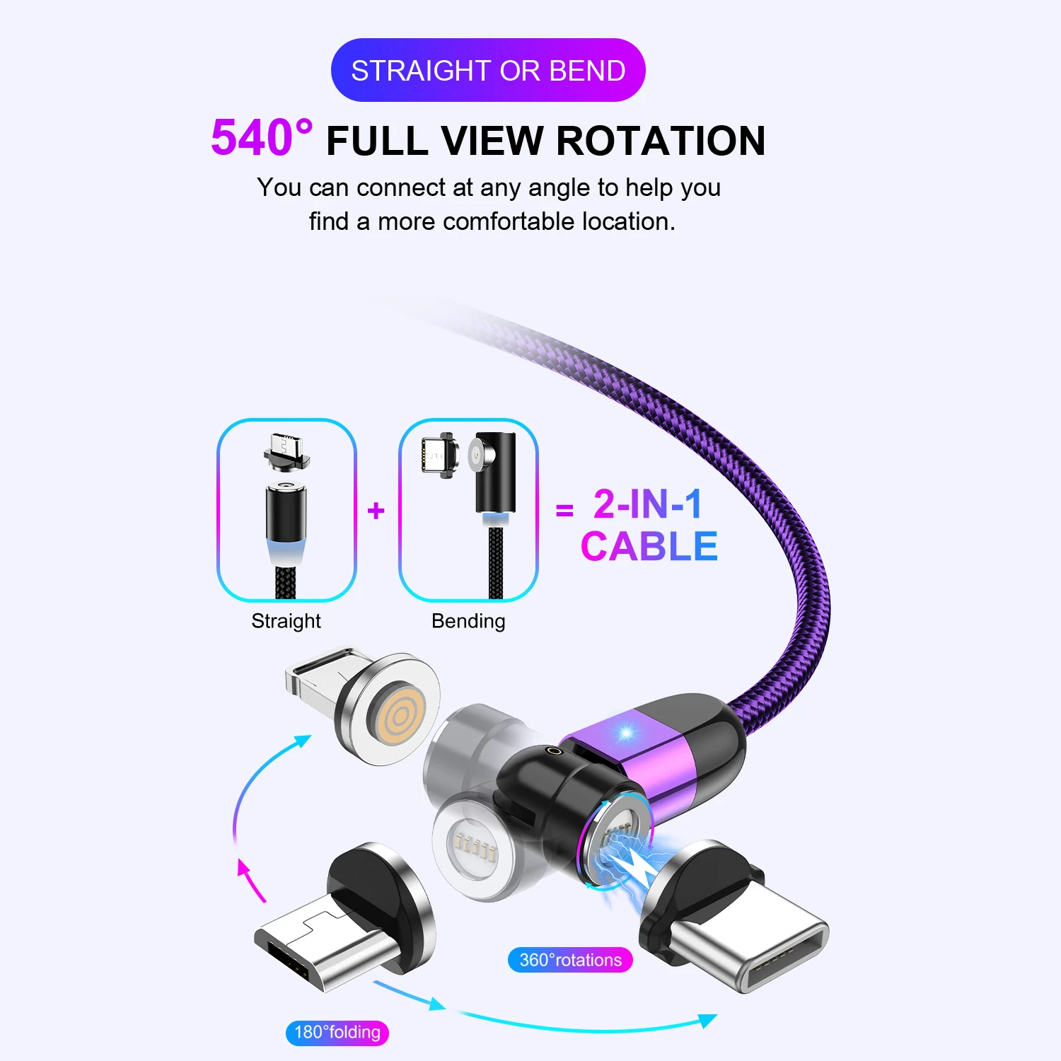  Магнитный USB-кабель USLION кабель для быстрой зарядки Micro USB Type-C мобильных телефонов Android Samsung iPhone магнитный передачи