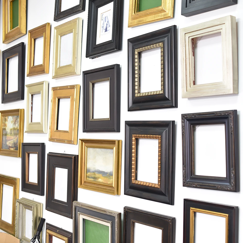 Classical Decor Artwork Solid Wood Frame Ornate Silver Gold Color Solid Wood Frame