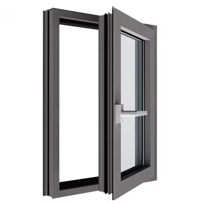 Modern Designed Prefabricated Aluminium Alloy Casement Windows Double Glazing Tilt and Turn Window for Apartment Use