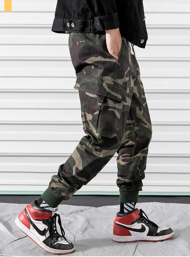 
New fashion 100% Cotton army green big pocketsjogger pants cargo sports pants fashionable trousers 