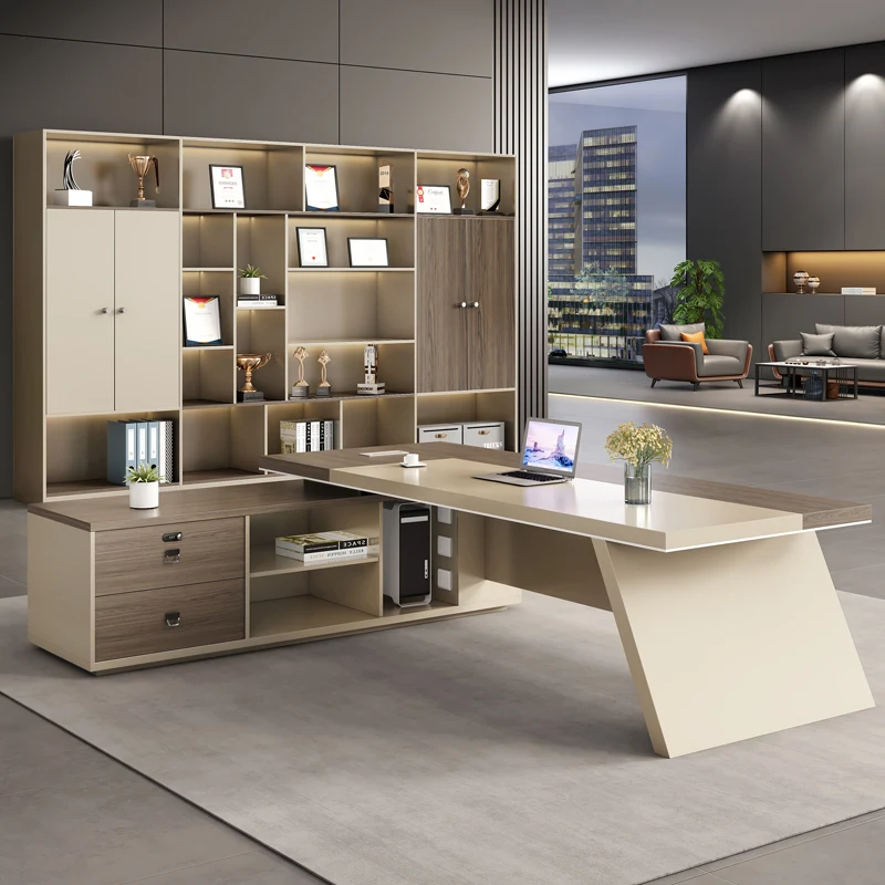 Высококачественный итальянский Роскошный Мраморный уникальный конический L-образный деревянный главный босс офисный стол