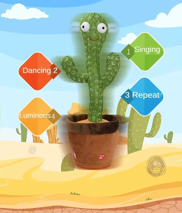 Music Toys Can Sing Record Learn Talk 120 Sings Dance Game Toy Bailarin Singing Back Talking Dancing Cactus and flower