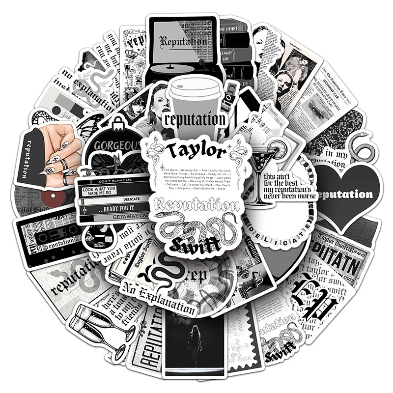 50pcs High Quality Creative Star Waterproof  Sticker Die Cut Vinyl Taylor Albums Reputation Sticker