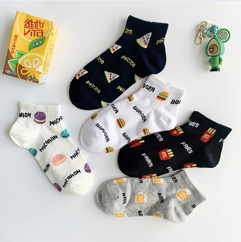 HF Summer socks new fast food series hamburger fries cartoon short tube alphabet socks