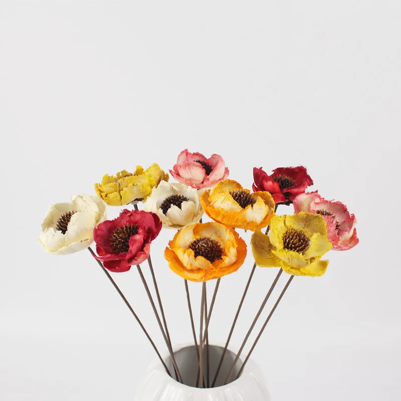 Pure colors dried flower handmade corn poppy flower for house decor