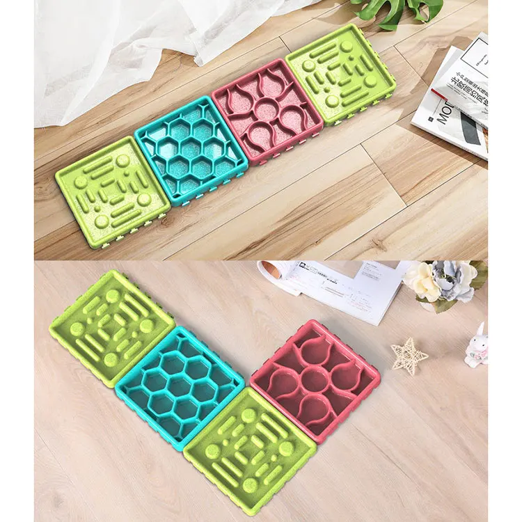 Newest Custom Durable 4-pack Pet Fun Interactive Slow Feeder Bowl Dog Lick Pad Silicone Food Licking Mat