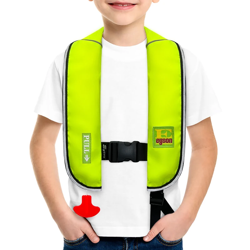 Eyson Custom Logo 80N Safety Rescue Kids Children Automatic Lifesaving Inflatable PFD Life Jacket Vest