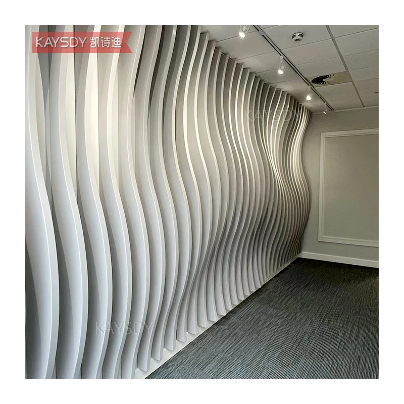 Metal Customized Arc Bending Twist Facade Cladding Used As Wall Panel In Wood Grain Color