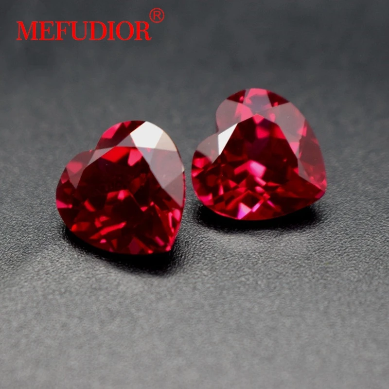 4*4-12*12mm 5A Wholesale Synthetic Ruby  Factory Price heart shape 5# ruby loose gemstones Corundum