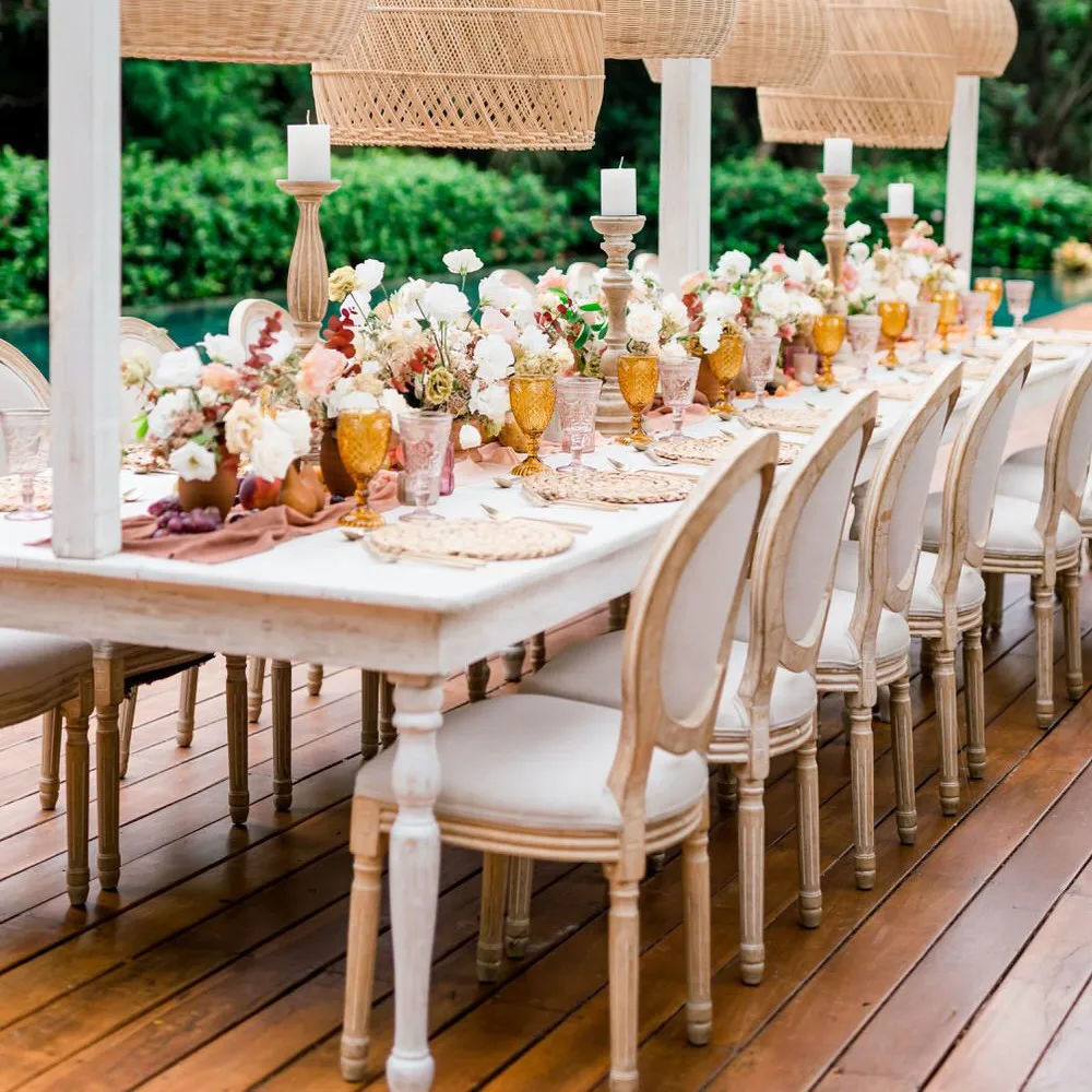 French style Round Oval Back Event Party Rental Wooden Wedding Banquet Chair