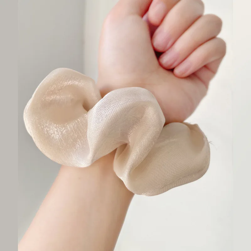 french style solid color silk scrunchy hair band for girls and women
