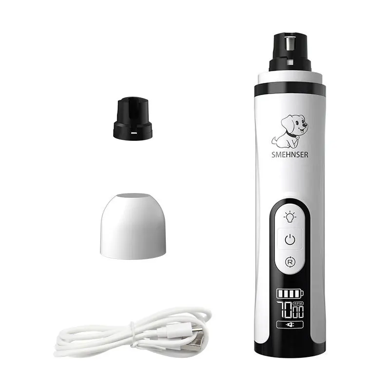 Creative Amazon Hot Sales Pet Electric Nail Trimmer Clipper New Dog Cat Claw Care Portable USB Rechargeable LED Pet Nail Grinder