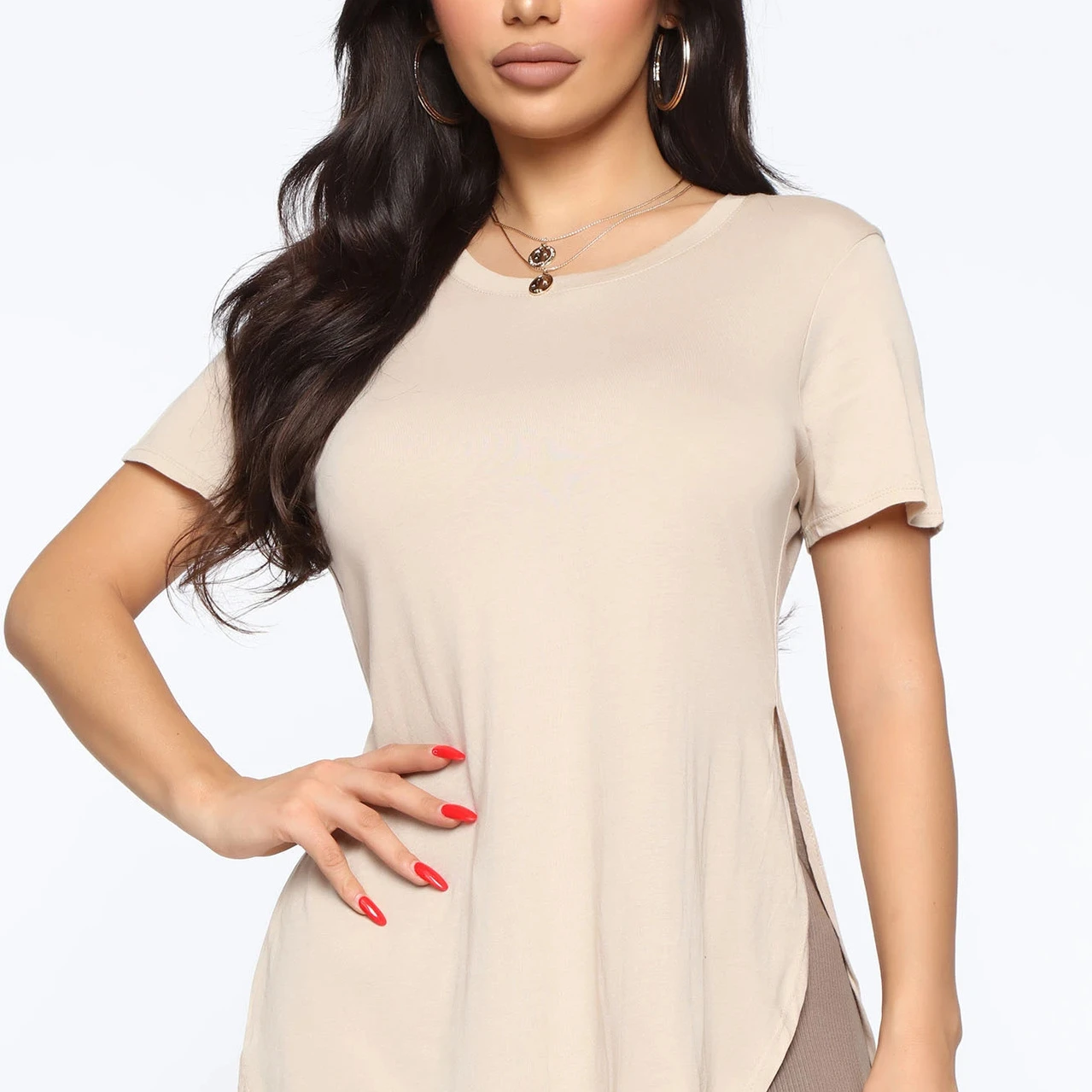 Новый хит продаж, новинка, стильное платье чистый цвет круглый вырез горловины нерегулярные сплит-футболка с длинными рукавами и принтом для женщин новый модный стиль; Большие размеры