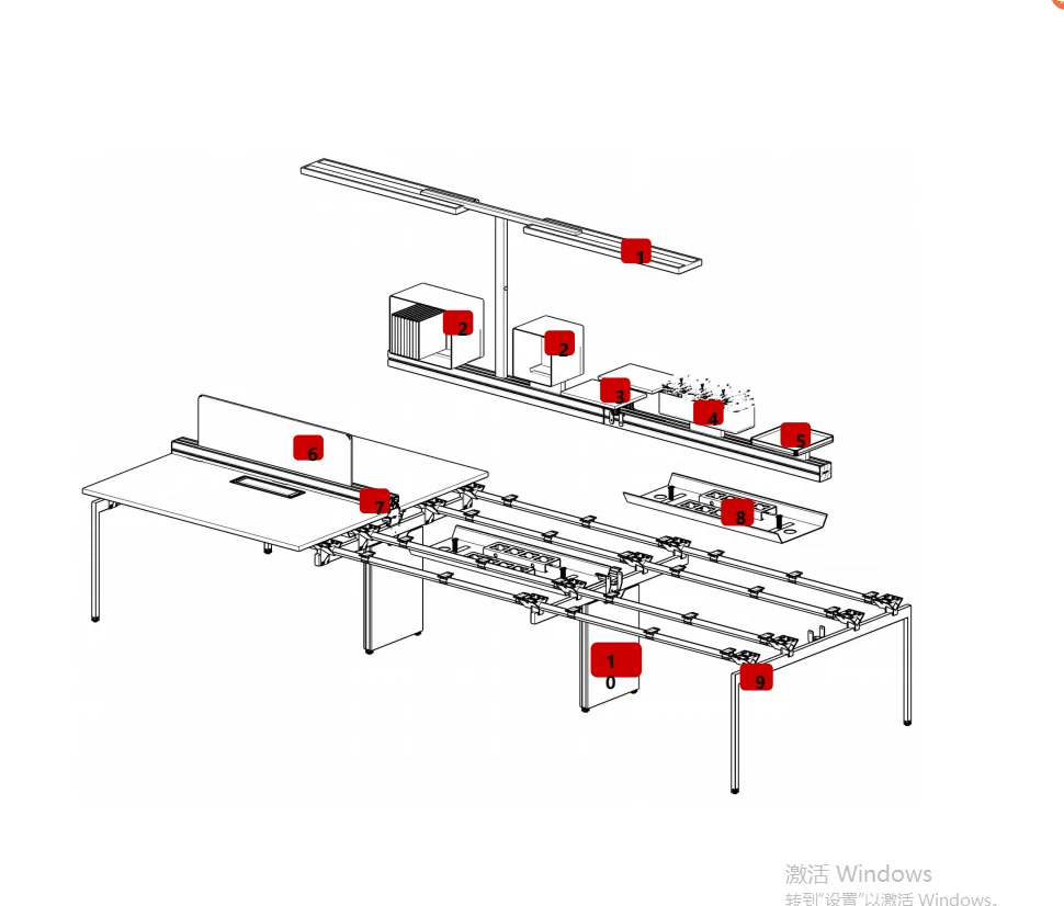 Modern modular open space office desk 4 seat office cubicle workstation