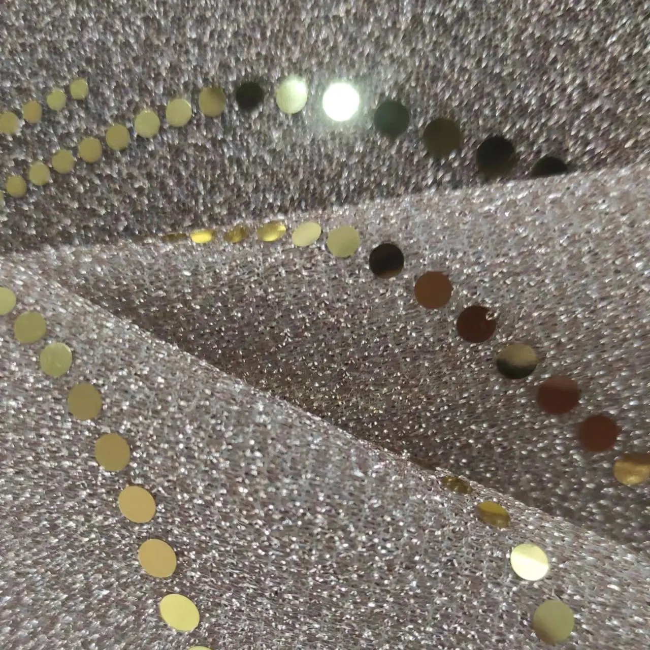 Shiny Glitter Reflective Gold Net Skirt Material 100% Recycled Polyester Knit Lurex Mesh Crepe Sequin Lace Fabric