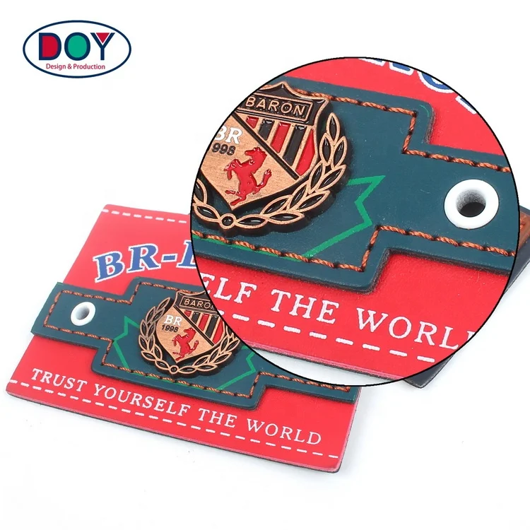 Handmade Patches Maker Custom Printing Name Fake Leather Denim Labels with Metal Stamping Logo