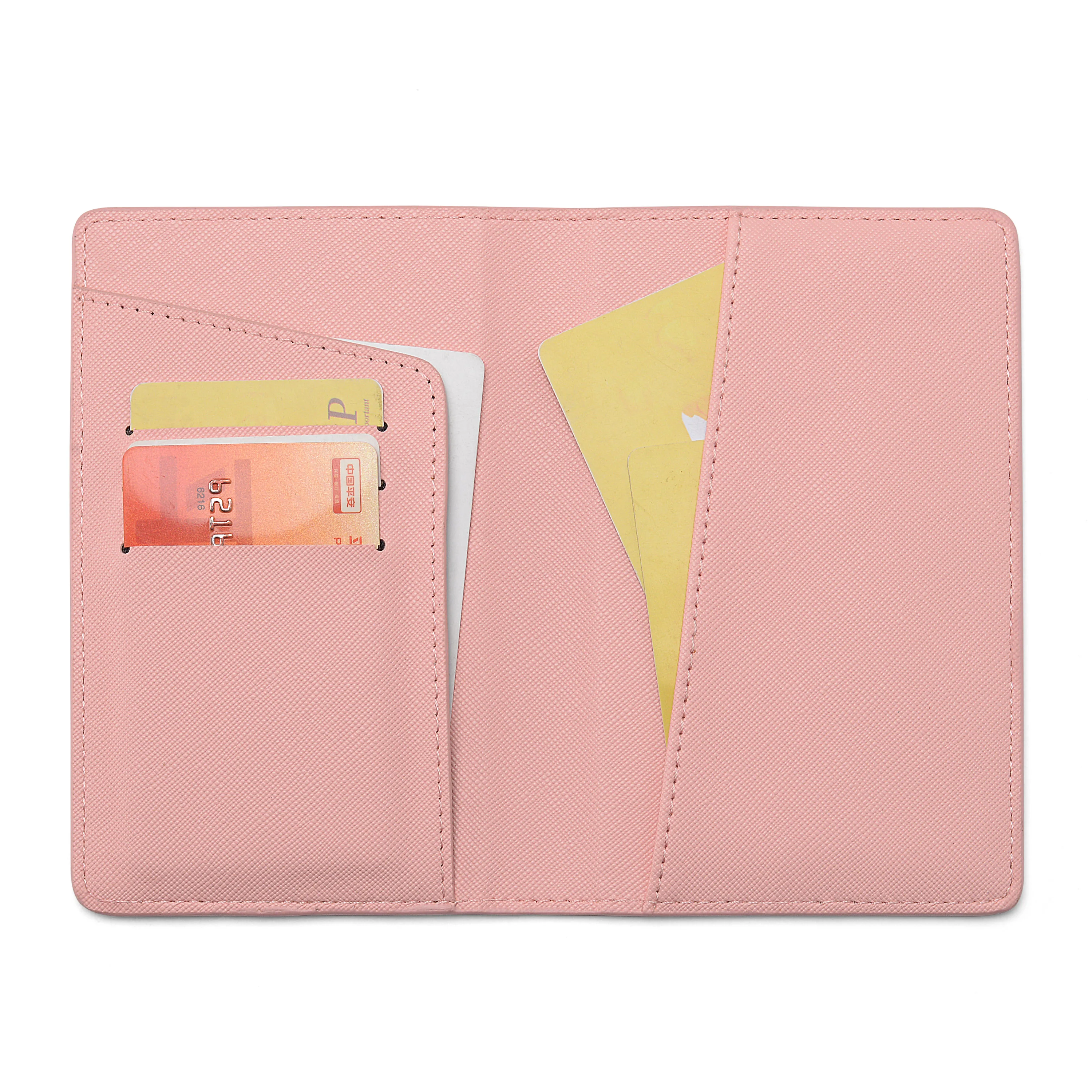 Lovely Custom Private Label Print LOGO Cream Pink Card Case Custom Size Travel Makeup Card Holder