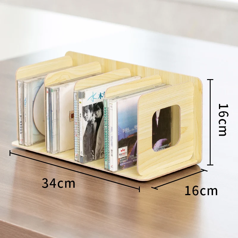 Customized Single-Tier Bamboo CD Rack Creative Wooden Storage Display DVD Movie Disc Record Cabinet Customizable Box Record Rack