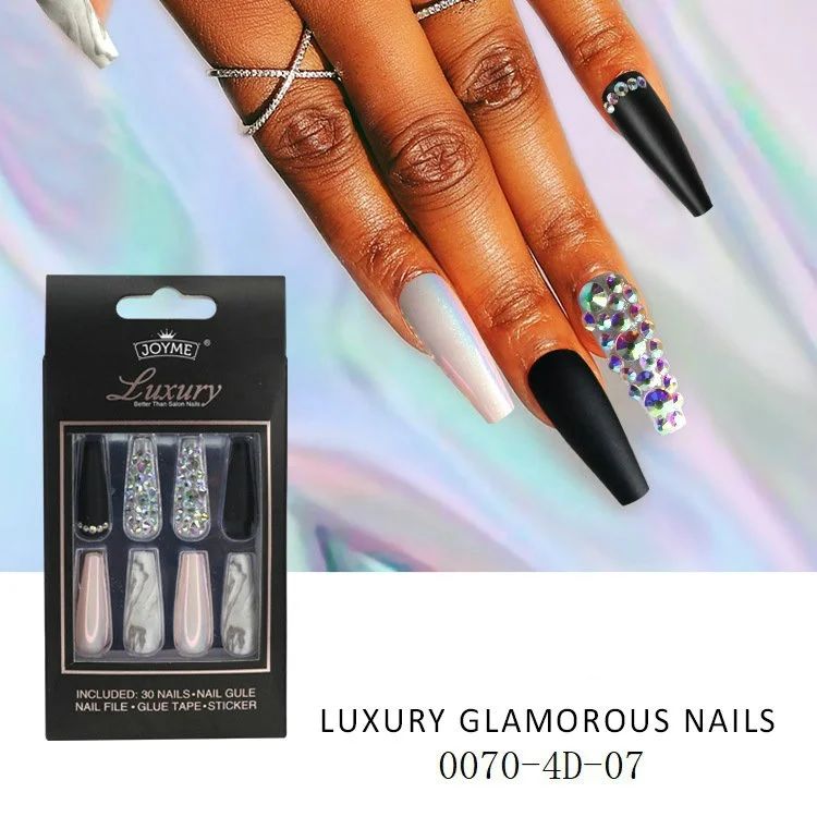 Wholesale false nails press on European American charm blue frosted artificiality