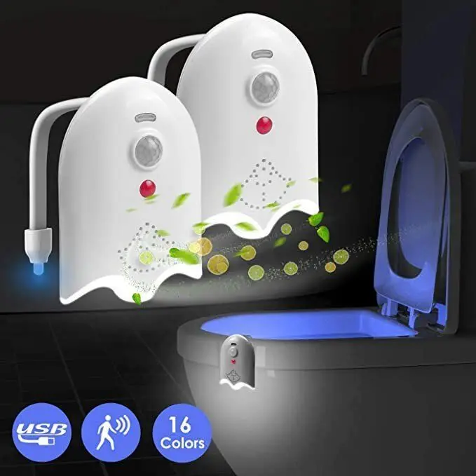 Rechargeable Motion Sensor Toilet Lamp 16 Color Aromatherapy Intelligent Induction Toilet Lamp Night Light