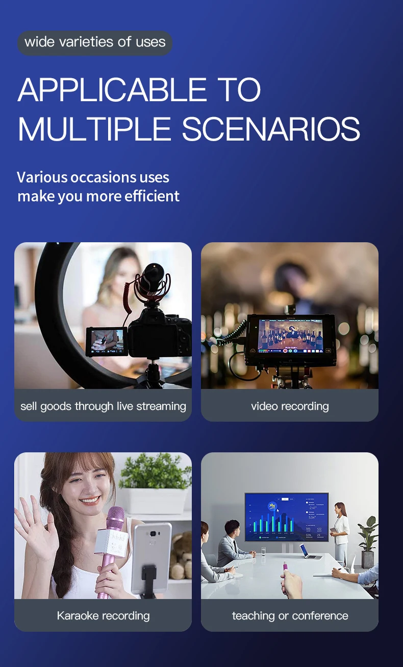 Portable mini Lavalier Wireless Microphone clip-on lapel mic Vlog teaching podcasting studio record live stream gaming interview