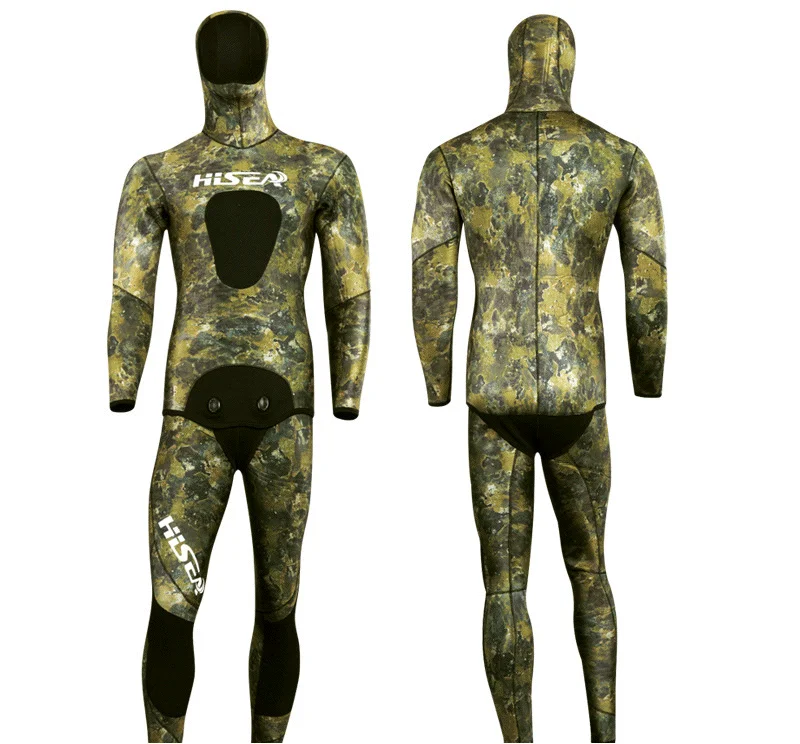 Hisea seac 7mm men neoprene diving suit Split wetsuit Fishing and hunting clothing Siamese CR inside material smooth skin