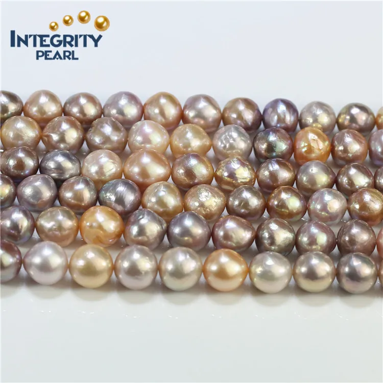 11-13mm baroque shape AA+ freshwater multi color pearl strand