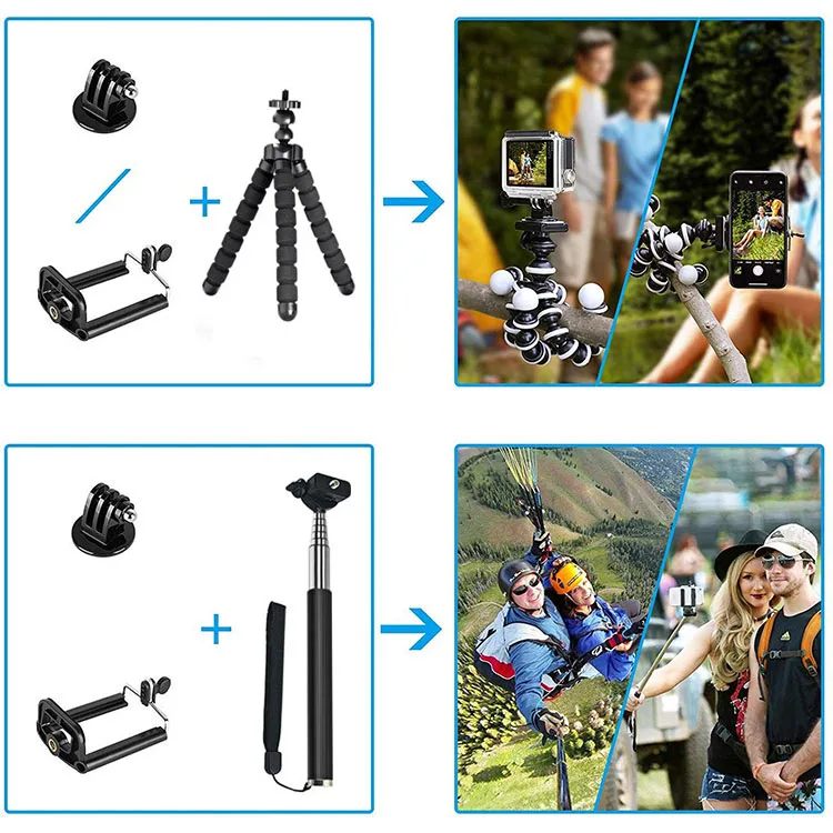  180 в 1 персонализированные аксессуары для спортивной камеры Go Pro 6 4K набор