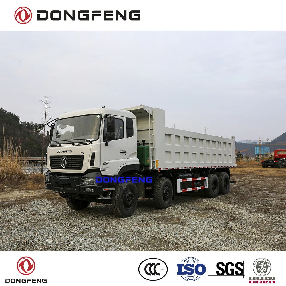 Dongfeng dump truck GVW 65 ton design installed Cummins 375 HP E2 engine 8x4 type dump tipper truck