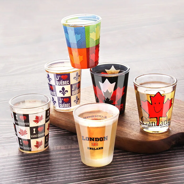 2 oz Korean ins printing cute colored pattern small ring clear glass flower cup