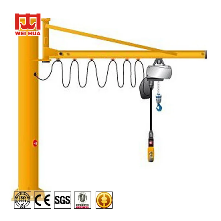 Factory 250kg 500kg 2500kg Single Boom Movable Column Jib Crane Remote Control