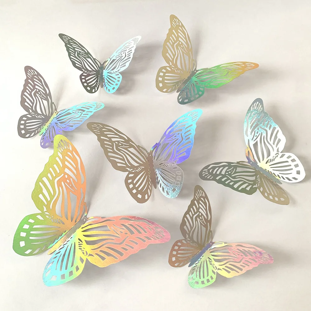 wedding festival party decoration Not Repeat Colorful pretty Butterfly wall sticker for kid
