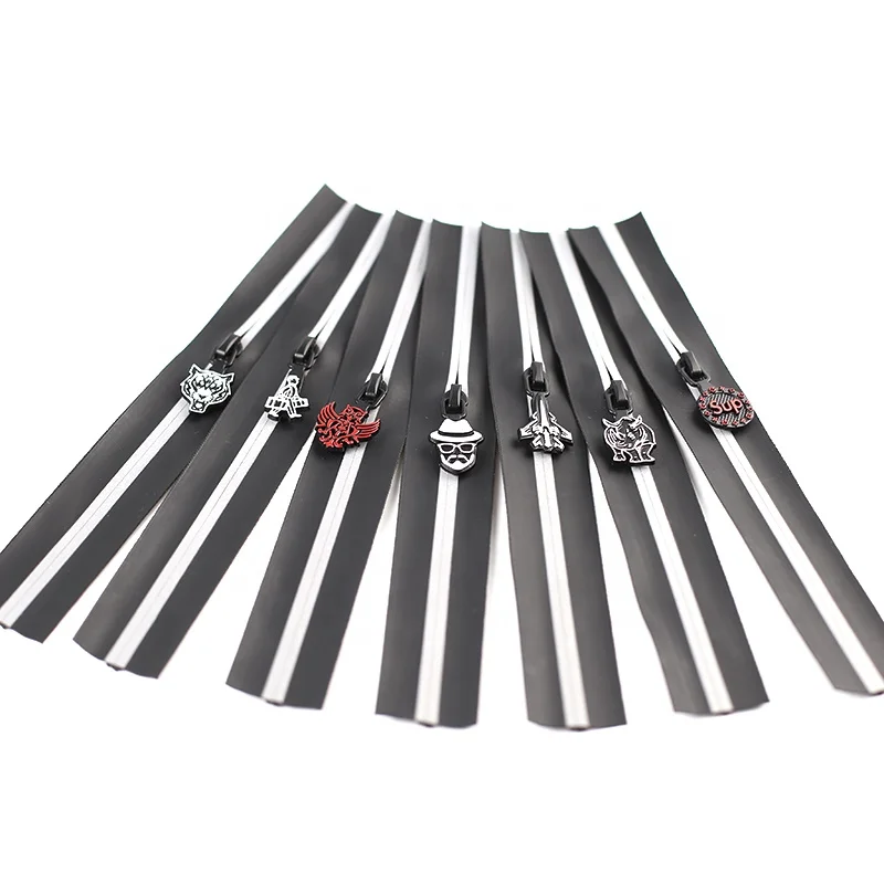 
#3 Nylon pu Waterproof and reflective zipper pull head styles are mostly suitable for sportswear pants pockets 