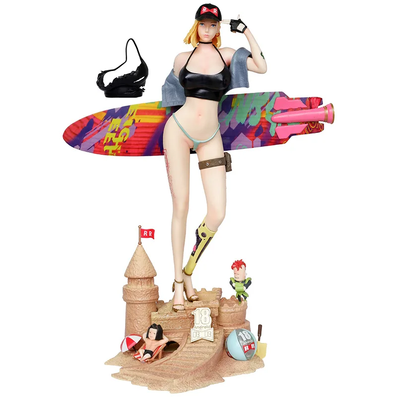 Dragon Balls Cyberpunk youth bubble artificial man mechanical 18 hand beach surfboard model sculpture  anime action figure