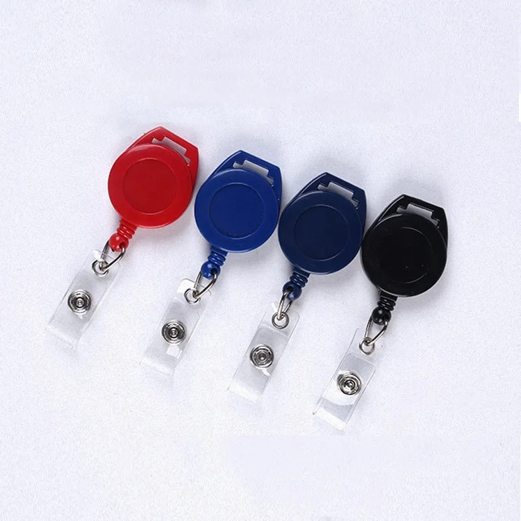 Custom 32mm Round Retractable Lanyard Badge Reel with 10mm/15mm Adjustable Lanyard Hole Yoyo Badge Holder Reel Clip Manufacturer