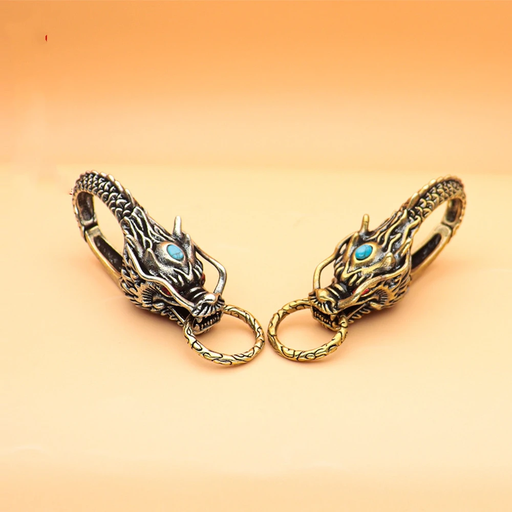 Dragon Head Keychain Metal Animal Heavy Duty Feng Shui Chinese Good Luck Purse Bag Charms Key chains Key ring Dragon Accessories