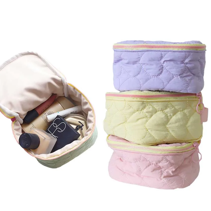 New Mini Travel Accessories Case Cotton Makeup Bag Cute Girl Quilted Embroidery Cosmetic Zipper Bag Custom Logo Small Bag