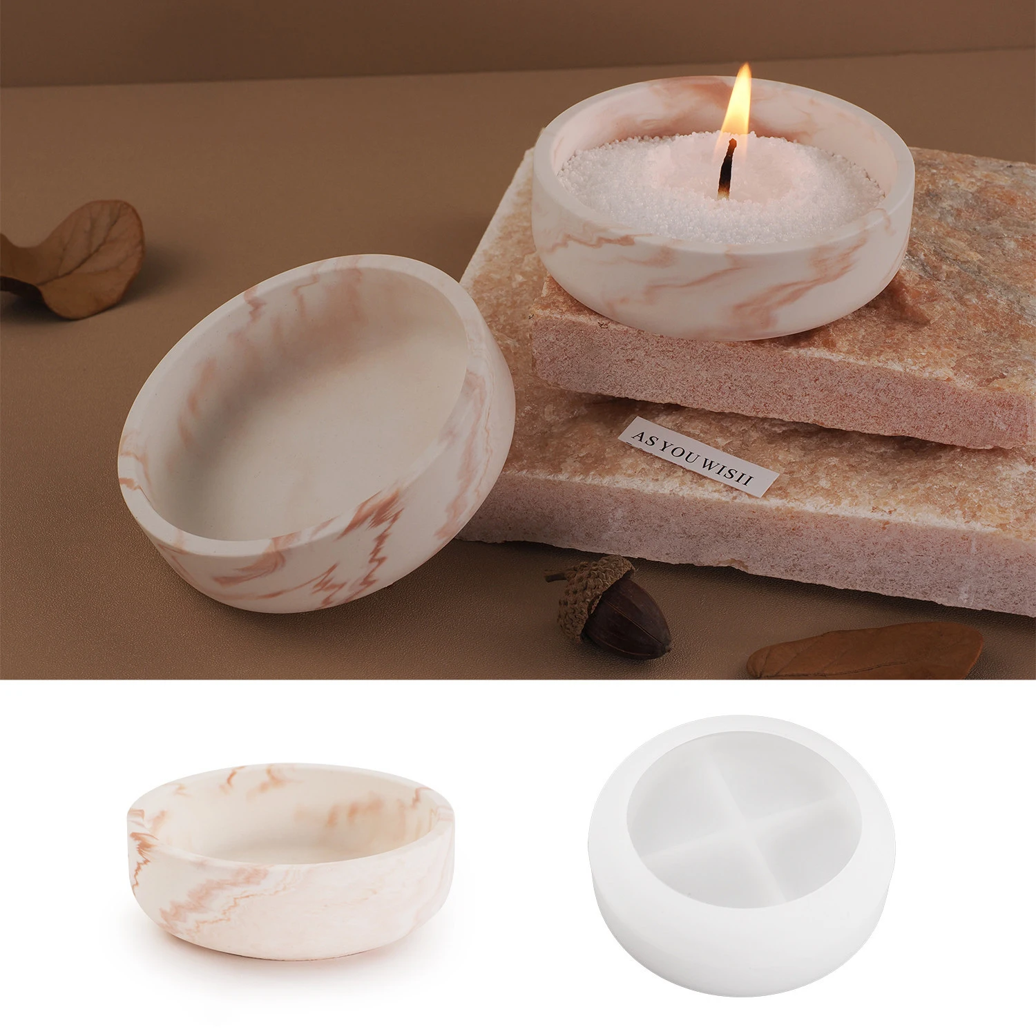 DM1054 Small Cement Candle Jars Mold Silicone Bowl Shape Cement Concrete Gypsum Plaster Mold for Plant And Candle