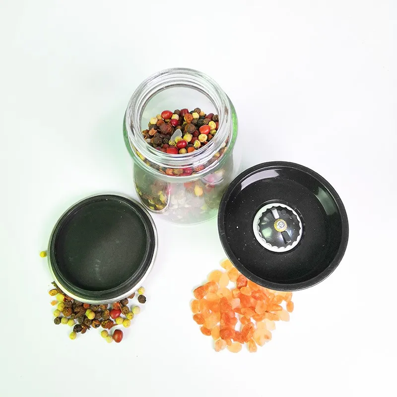 Premium 160ml manual salt and pepper grinder stainless steel lid kitchen small glass spice jars