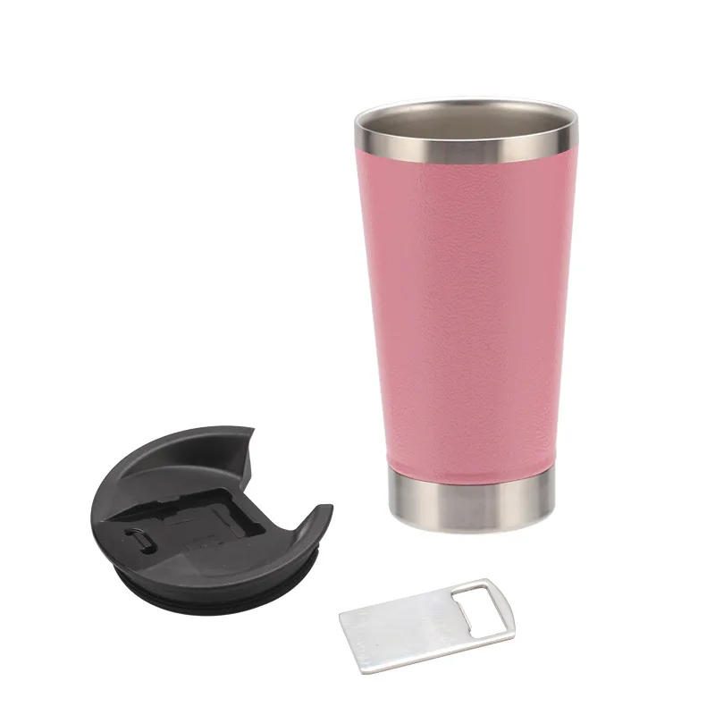 20oz Beauchy Stainless Steel Beer Mug Cup With Built-in Bottle Opener Double Wall Vacuum Insulated Metal Pint Glass Cups