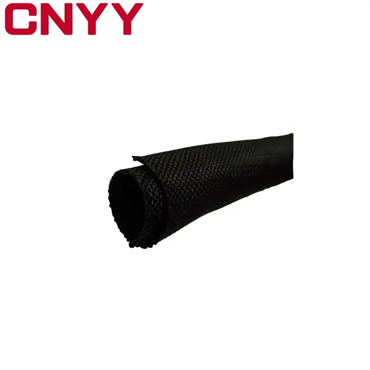 CNYY SCW series Black Self Closing Mesh Braided Cable Sleeving  High Quality Cable Braided Wrap Sleeve Split Braided Sleeve