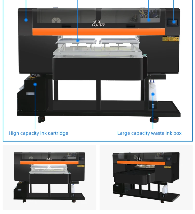 PO-TRY High Speed Industrial Used DTG Printer Large Format Durable Direct To Fabric Printers