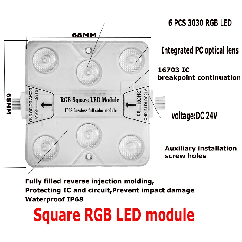 Оптовая Продажа с фабрики новый дизайн водонепроницаемый ip68 открытый rgb ic smd 3030 светодиодные модули Dc24v 3 5 Вт ce rohs многоцветный Модуль светодиодный свет