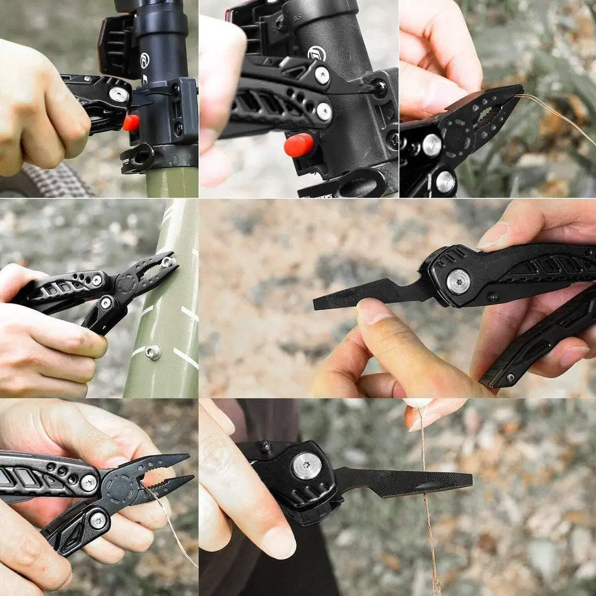 Peaktop  13 in 1 Foldable Pliers, Stainless Steel Multitool with Nylon Bag  Multi Tool Knife Pliers Set