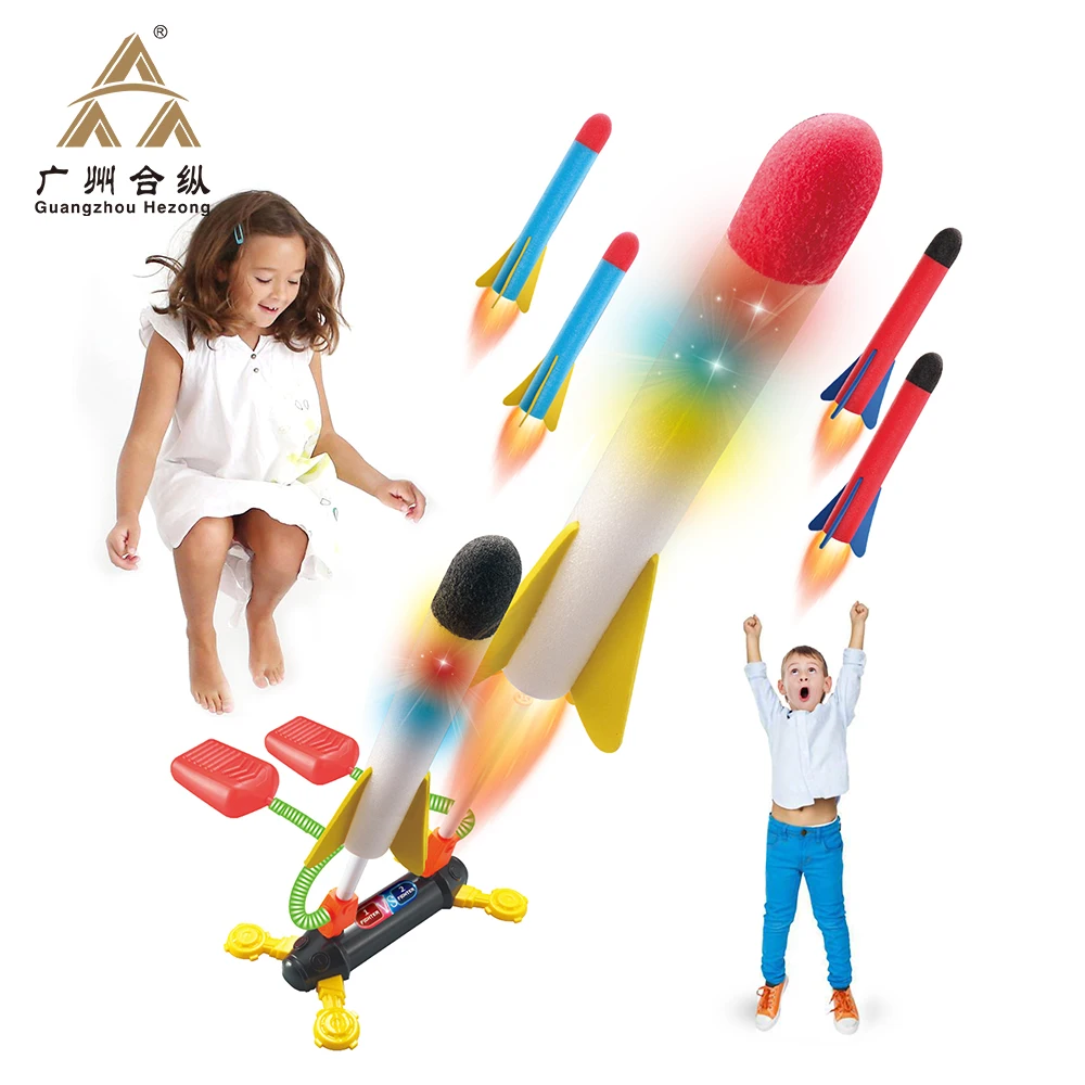 Parent Child Interactive Games Sets Double Pedal Stomp Air Pressure Foam Duel Toy Rocket Launcher Rocket Toy For Kids