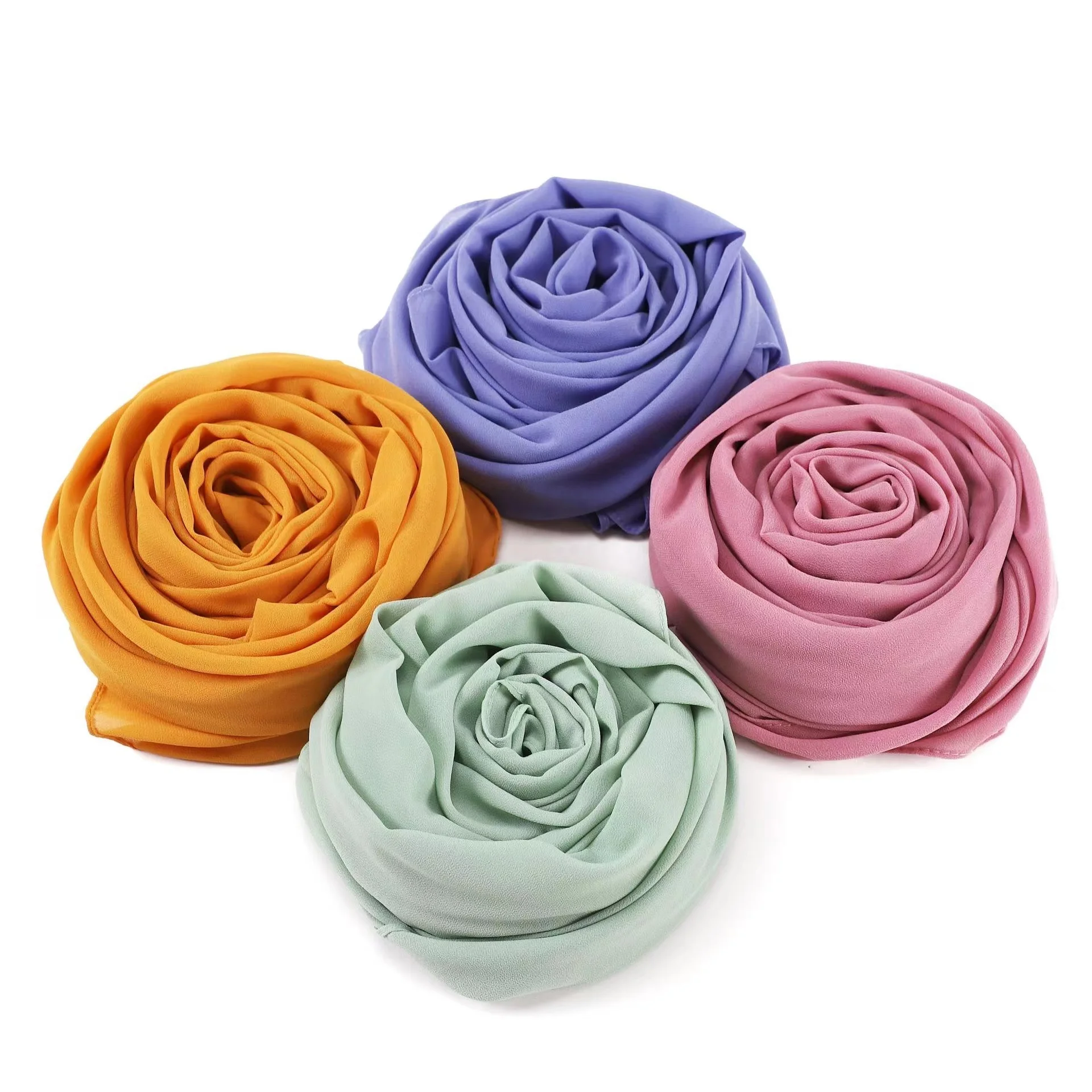 Turban 110*110cm Large Size Square Scarves New Hijab Chiffon Scarf Kerchief Muslim Shawls Malaysia 45 Colors Adult Plain Hijab