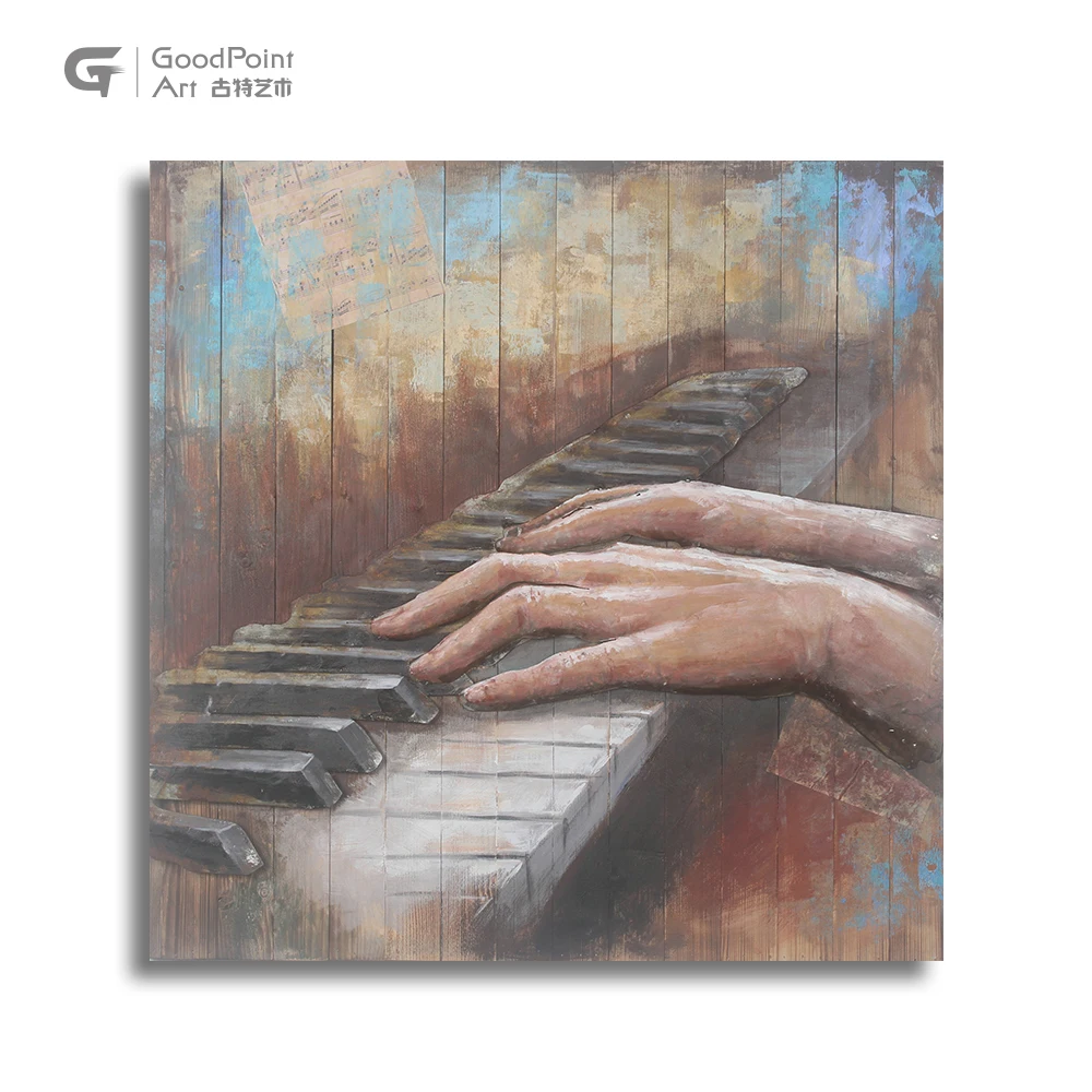 
Hotel wall art 3d cast iron wall picture keyboard piano oil painting 